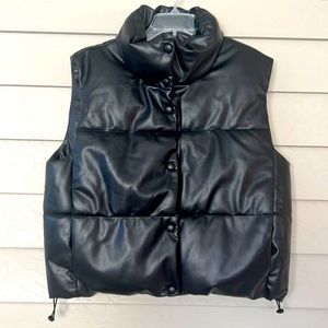Zara faux leather puffy vest size XL